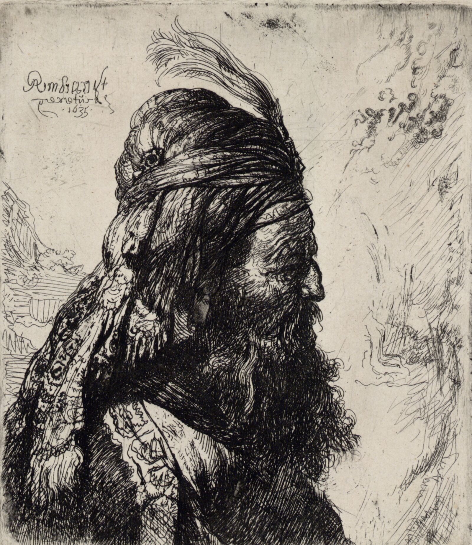 Rembrandt Harmensz van Rijn:  The Third Oriental Head,  1635, Albertina, Vienna