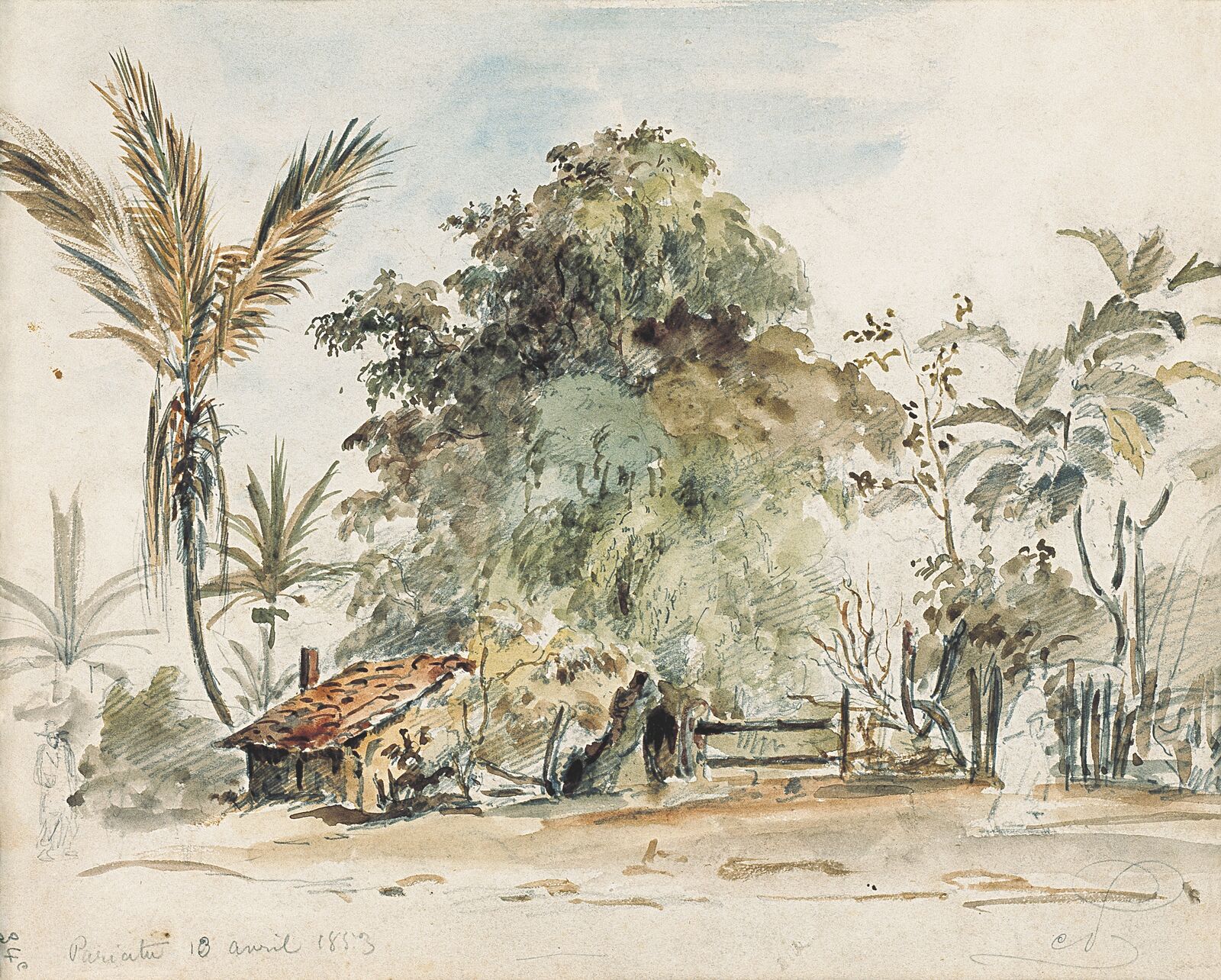  In rapid strokes of watercolor and pencil, the aspiring painter sketched the sights he encountered along the way. 
