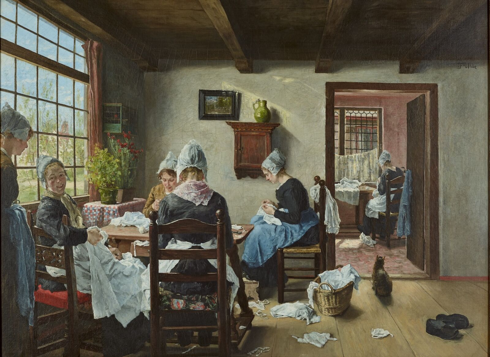  Fritz von Uhde,  Dutch Sewing Room , 1882 
