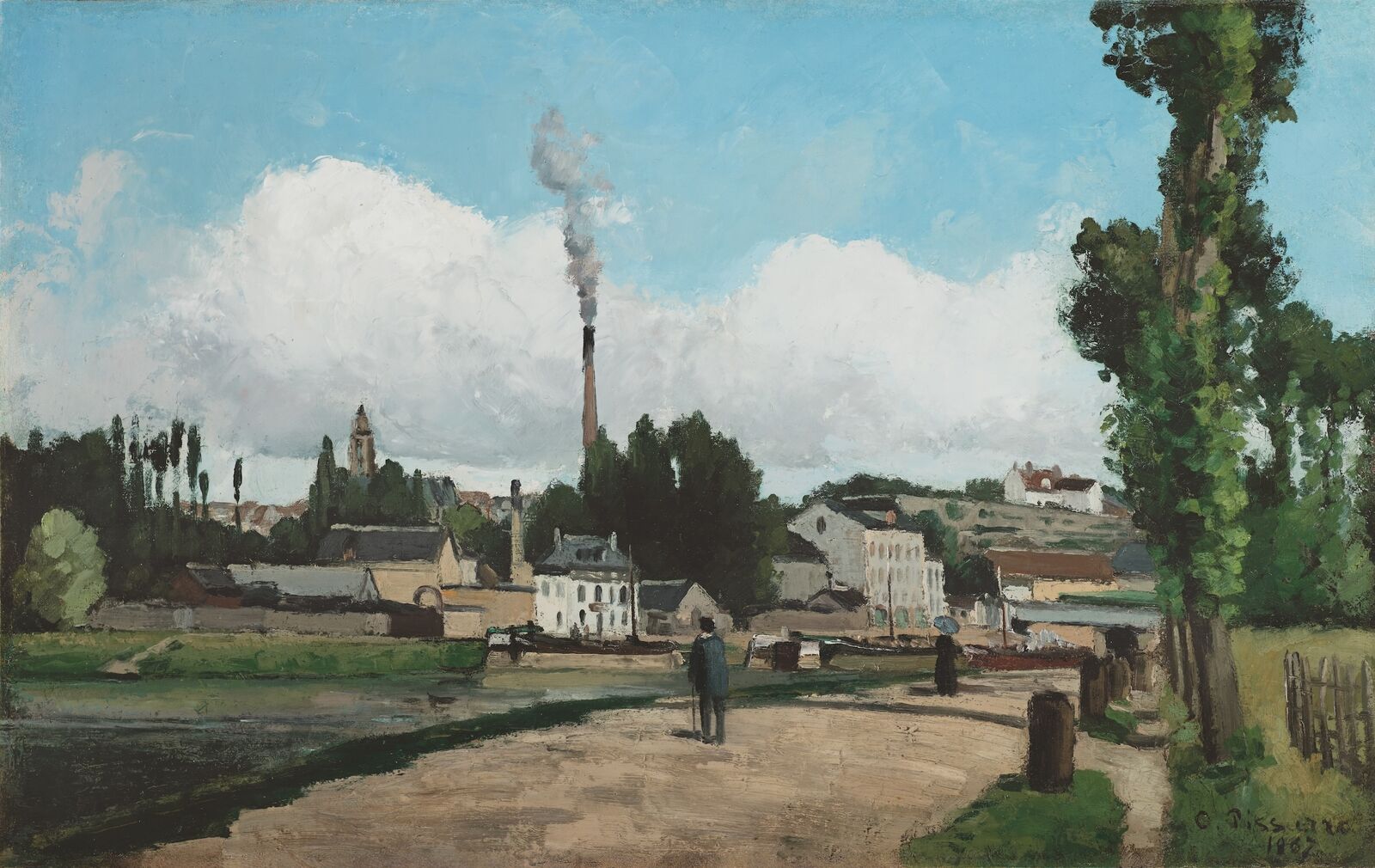  The banks of the Oise River in Pontoise show signs of industrial activity. 
