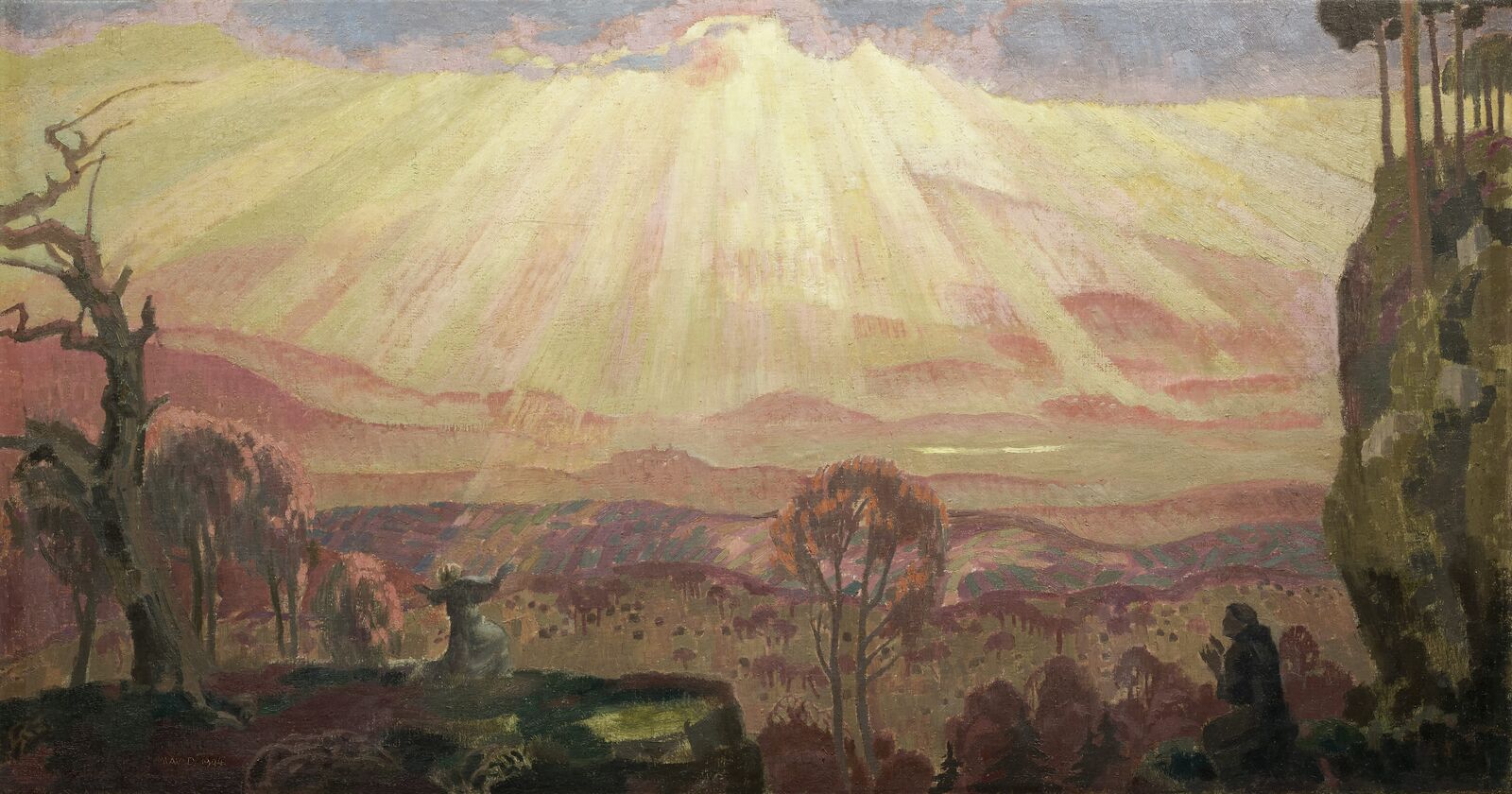Der Künstler Maurice Denis fühlte sich Franz von Assisi verbunden. 1904 reiste er auf den Spuren des Heiligen nach Assisi und zu einer Einsiedelei in den Wäldern des Apennin. Dort empfing Franziskus der Legende nach die Wundmale Christi. Bei Denis ist es die Sonne, die den Körper des Heiligen versehrt.