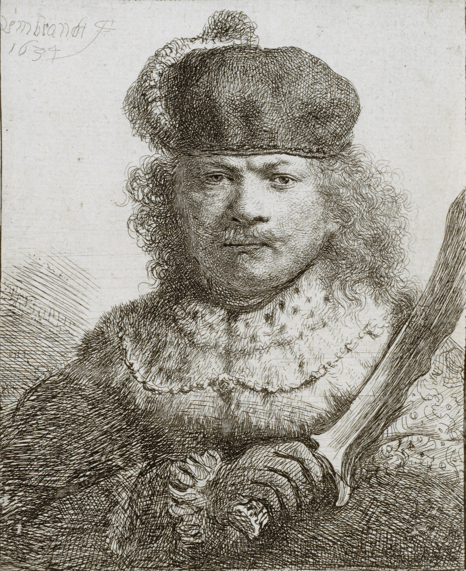 Rembrandt Harmensz van Rijn:  Self-Portrait with Raised Sabre,  1634, Kunstmuseum Basel