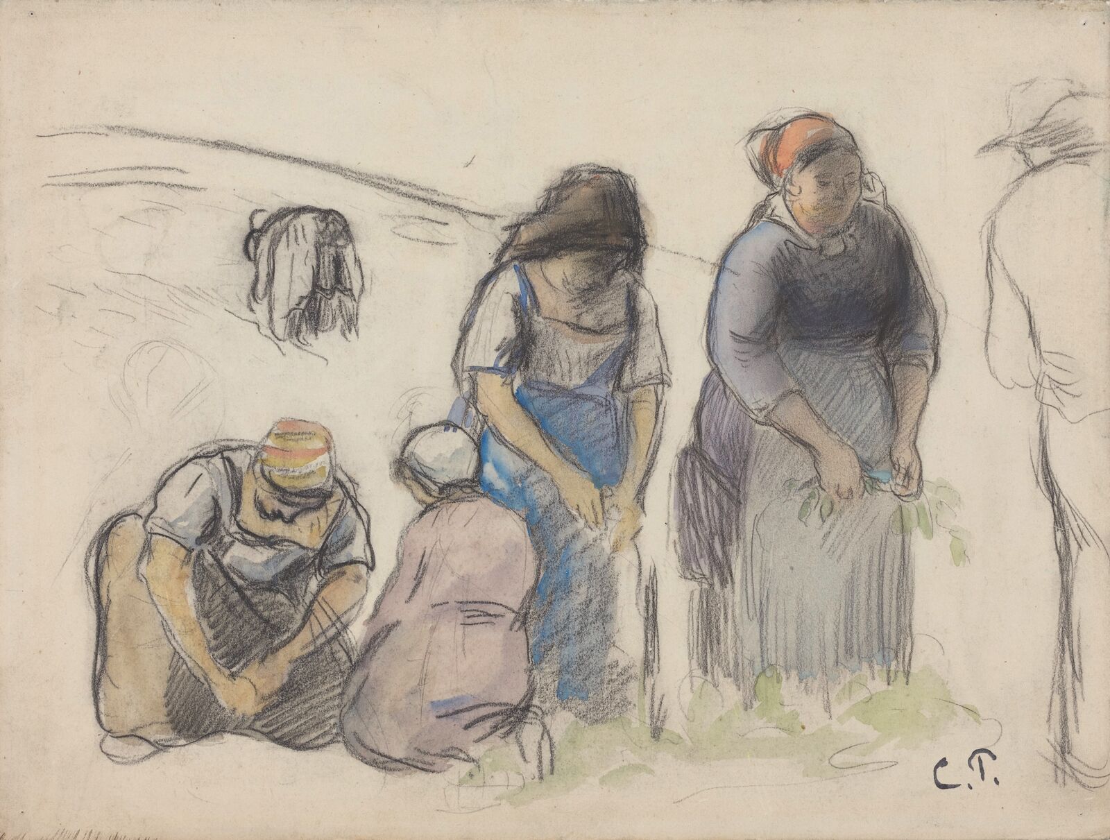  Pissarro made multiple figure studies to develop his motifs. 
