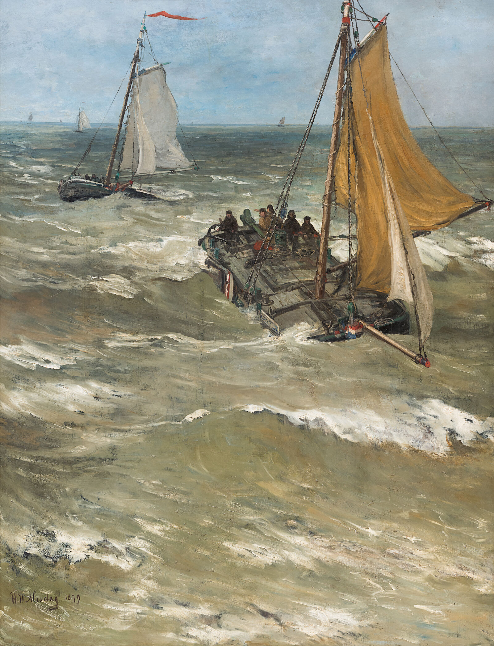 Die Boote in der aufgerauten See, ein Hauch von Gefahr.