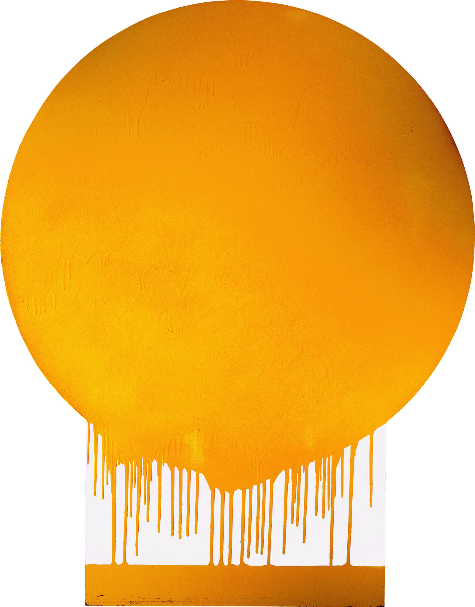 Befreit fließt die leuchtend gelbe Farbe über den Rand der Sonnenscheibe hinaus. Der Künstler Gérard Fromanger gehörte in den 1960er und 1970er Jahren zur künstlerischen Bewegung der Figuration Narrative, einer französischen Strömung der Pop-Art. Sein Gemälde verkörpert eine Sonne ohne jede esoterische, okkulte oder metaphysische Bedeutung. Sie ist reine Farbe. 
