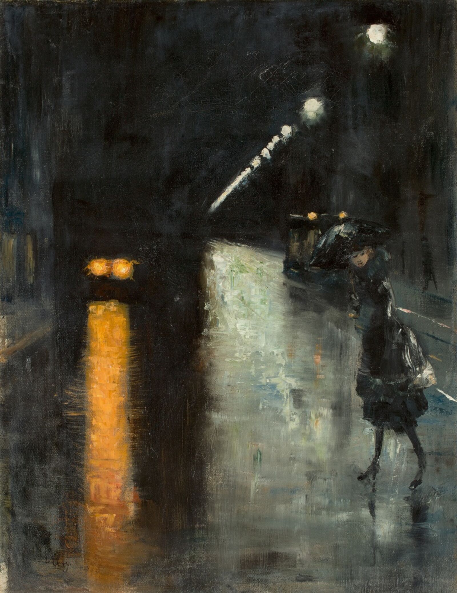  Lesser Ury, Nocturnal Street Scene, um&nbsp;1915/1920 
