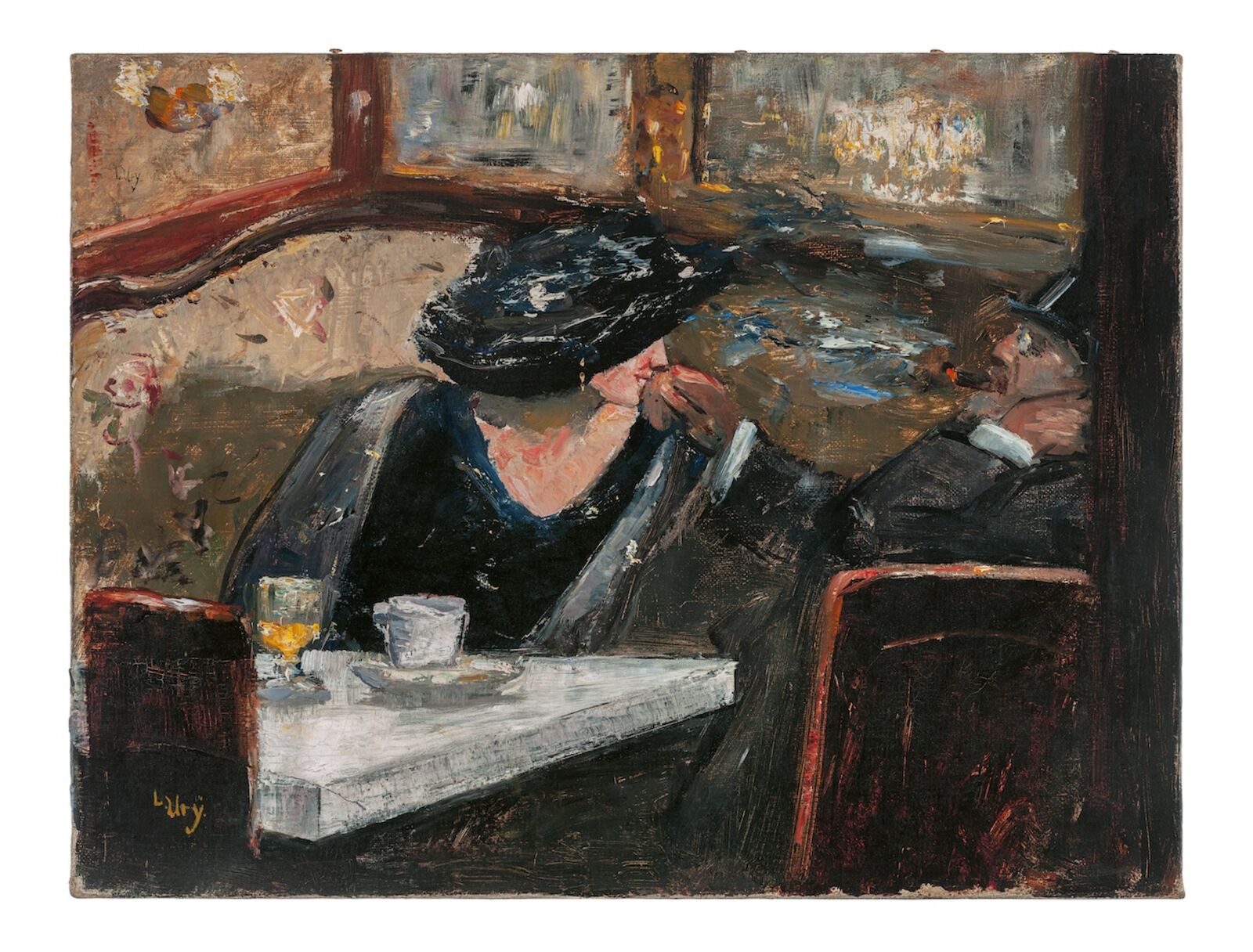  Metropolis and the Bourgeoisie: Few in Germany Captured Them More Masterfully than&nbsp;Lesser Ury&nbsp;—&nbsp; Lady and Gentleman in a Café &nbsp;(1920s) 

