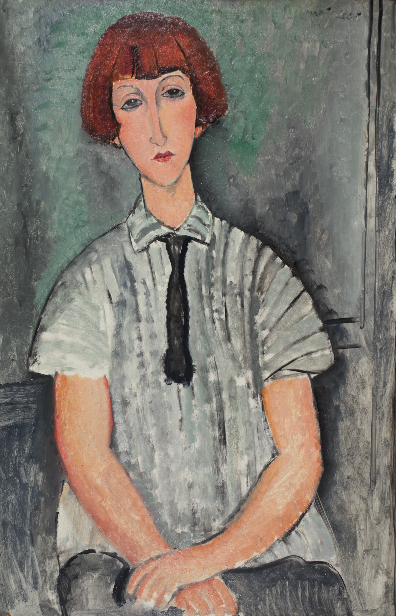 Amedeo Modigliani: Mädchen mit einer gestreiften Bluse , 1917