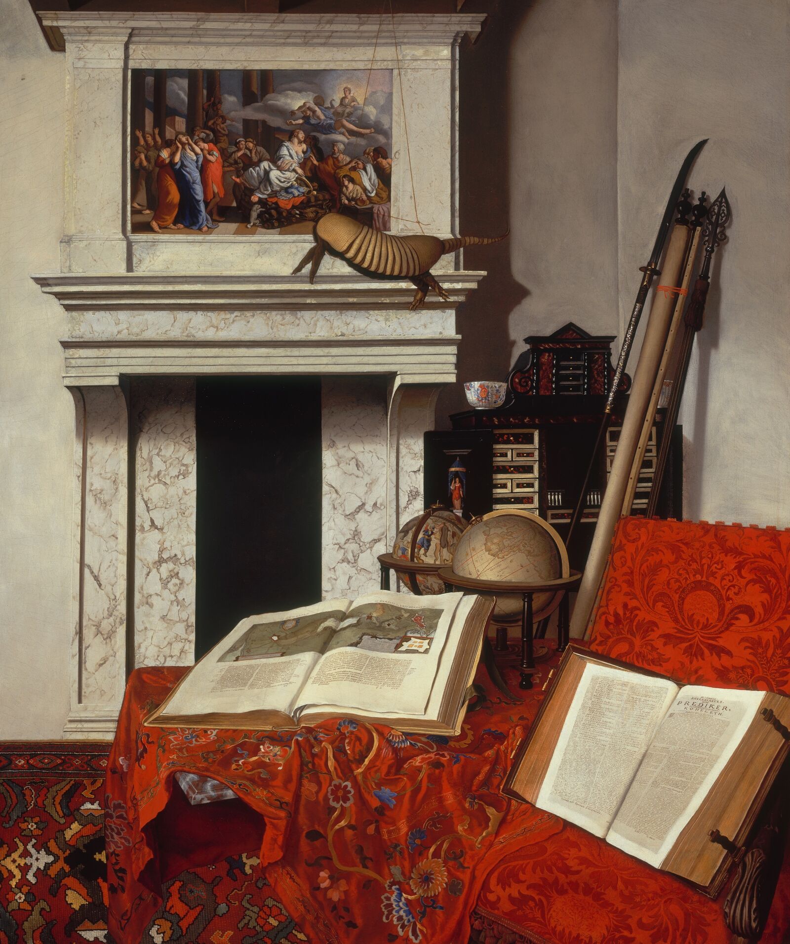 Jan van der Heyden:  Room Corner with Curiosities, 1712,  Szépmüvészeti Múzeum, Budapest 