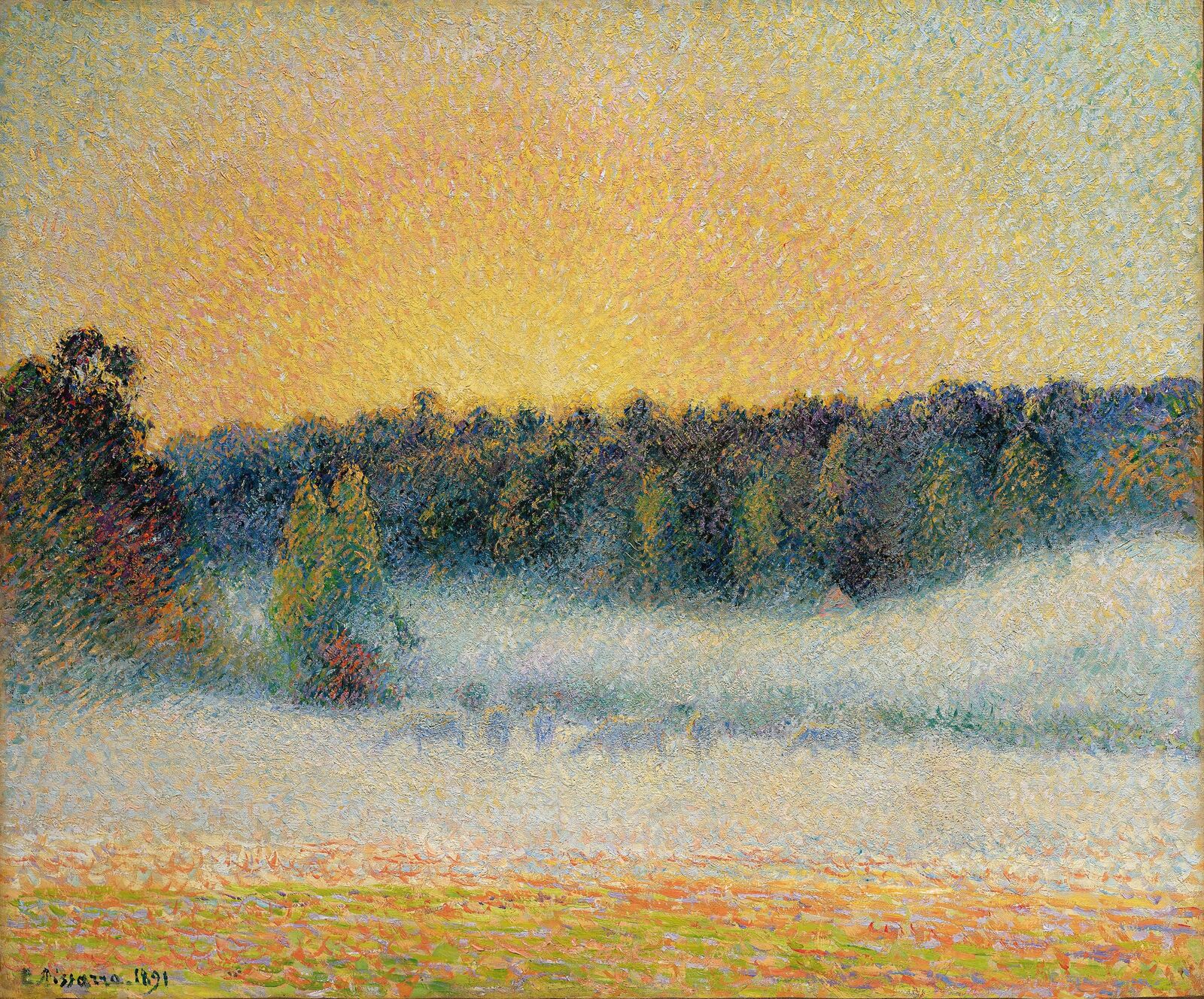 Meadow at Éragny with Cows, Fog, Sunset, 1891, Private Collection, Switzerland