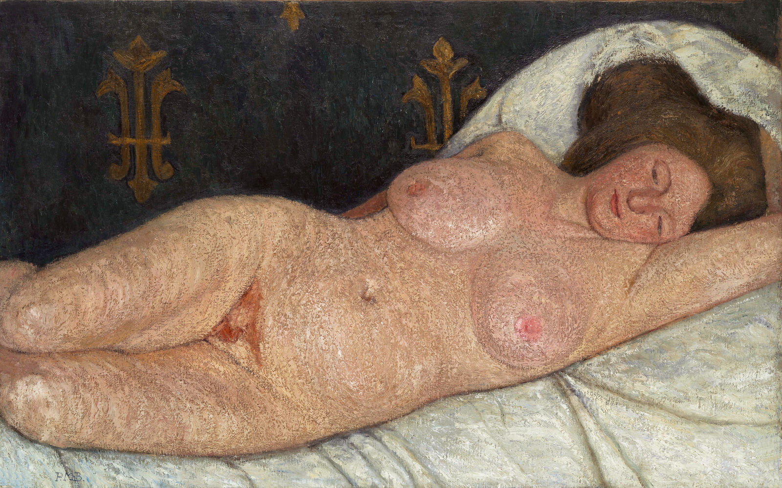Eine sehr direkte Erotik, wie sie auch bei Modigliani zu finden ist, bevorzugen auch Paula Modersohn-Becker und Émilie Charmy in ihren Aktdarstellungen. Dazu kommen die Schambehaarung und markante Anschnitte, durch die die Frauen fast den gesamten Bildraum einnehmen und so die Spannung steigern. Modersohn-Beckers Liegender weiblicher Akt entstand bereits 1905/06 und damit kurz bevor Modigliani in Paris eintrifft.