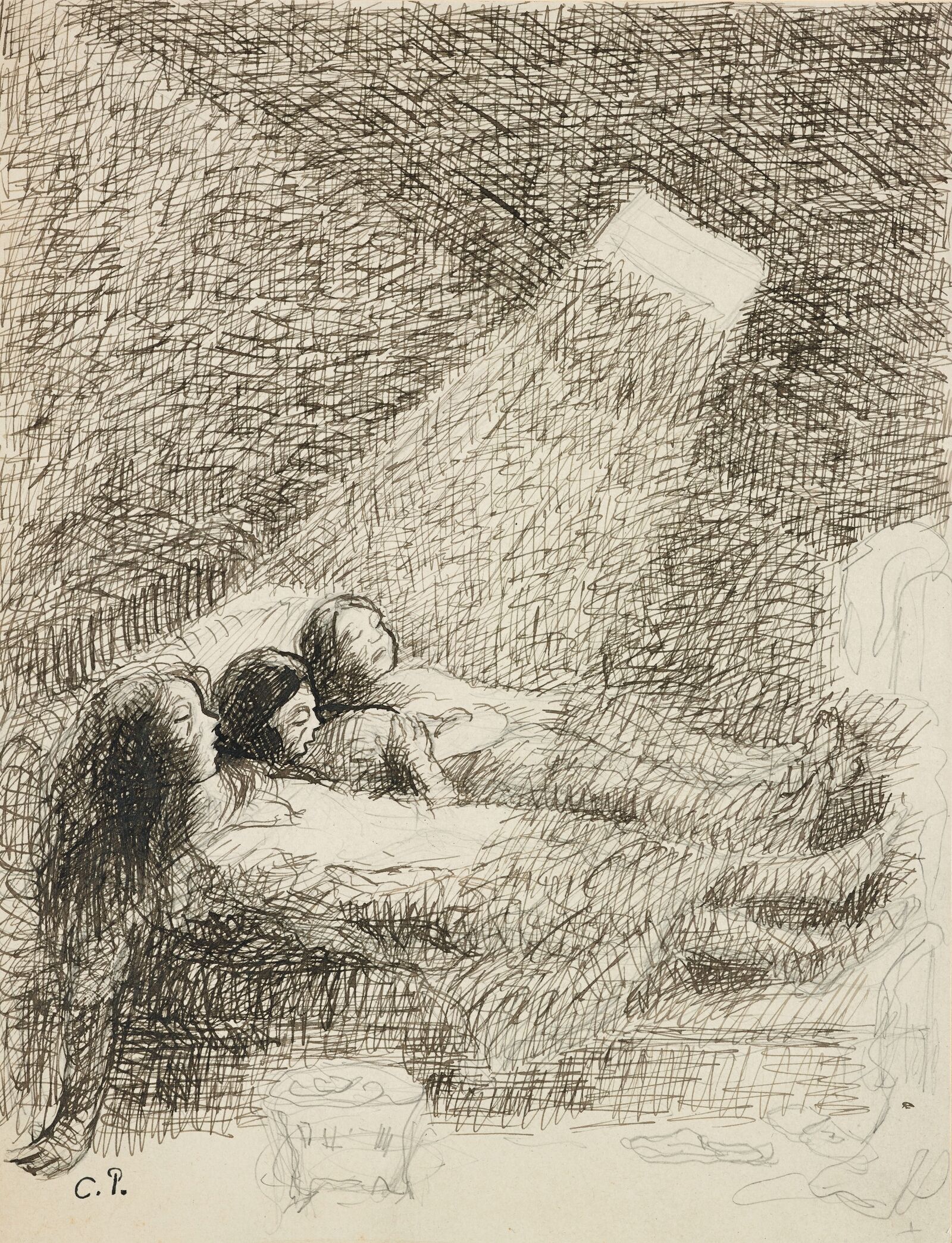  Unbearable working conditions: The stove in the foreground suggests that the mother took her own life along with her children. 
