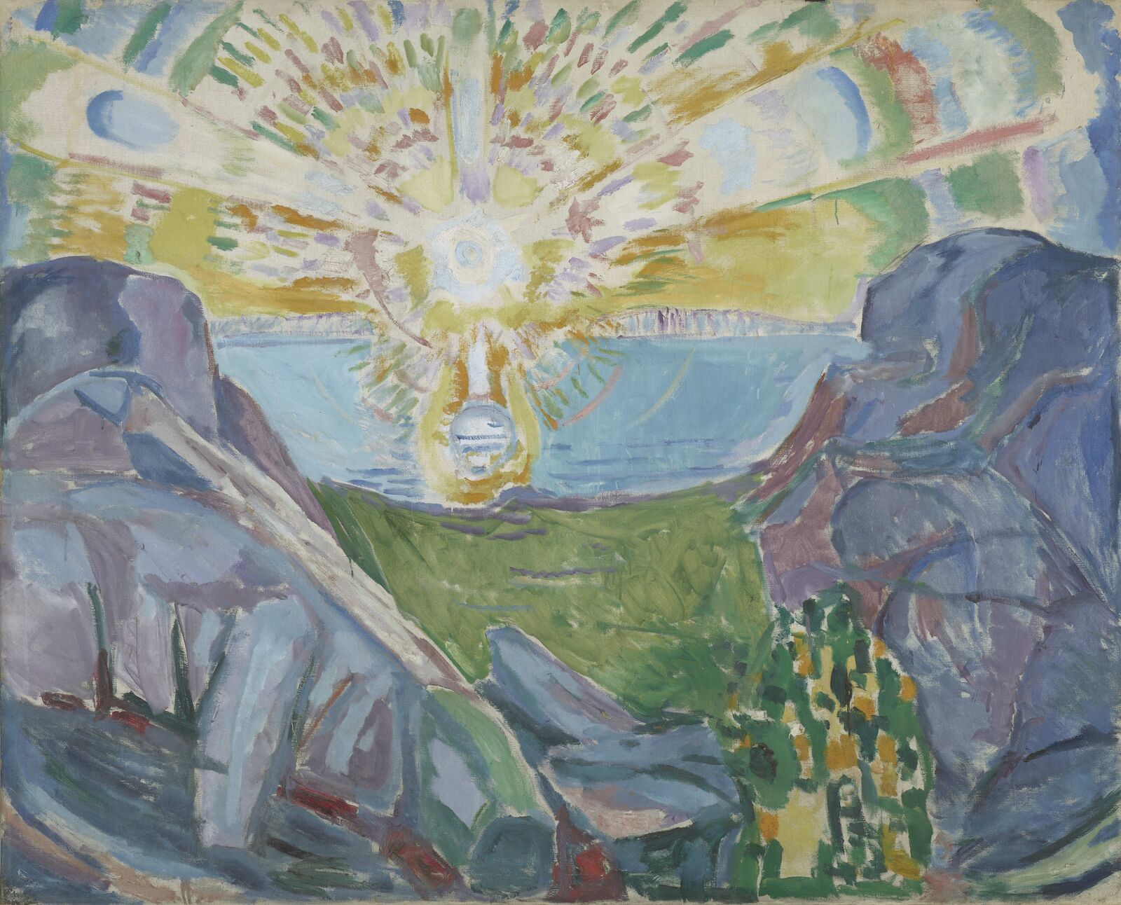 Edvard Munch bezog sich in seinen Sonnendarstellungen vermutlich auf den Osloer Physiker Kristian Birkeland. Dieser veröffentlichte nach der Jahrhundertwende neue Erkenntnisse über Erdmagnetismus und Polarlicht. Munchs farbige Striche zwischen den Sonnenstrahlen erscheinen wie Magnetfeldlinien, die sich fächerartig ausbreiten. 
