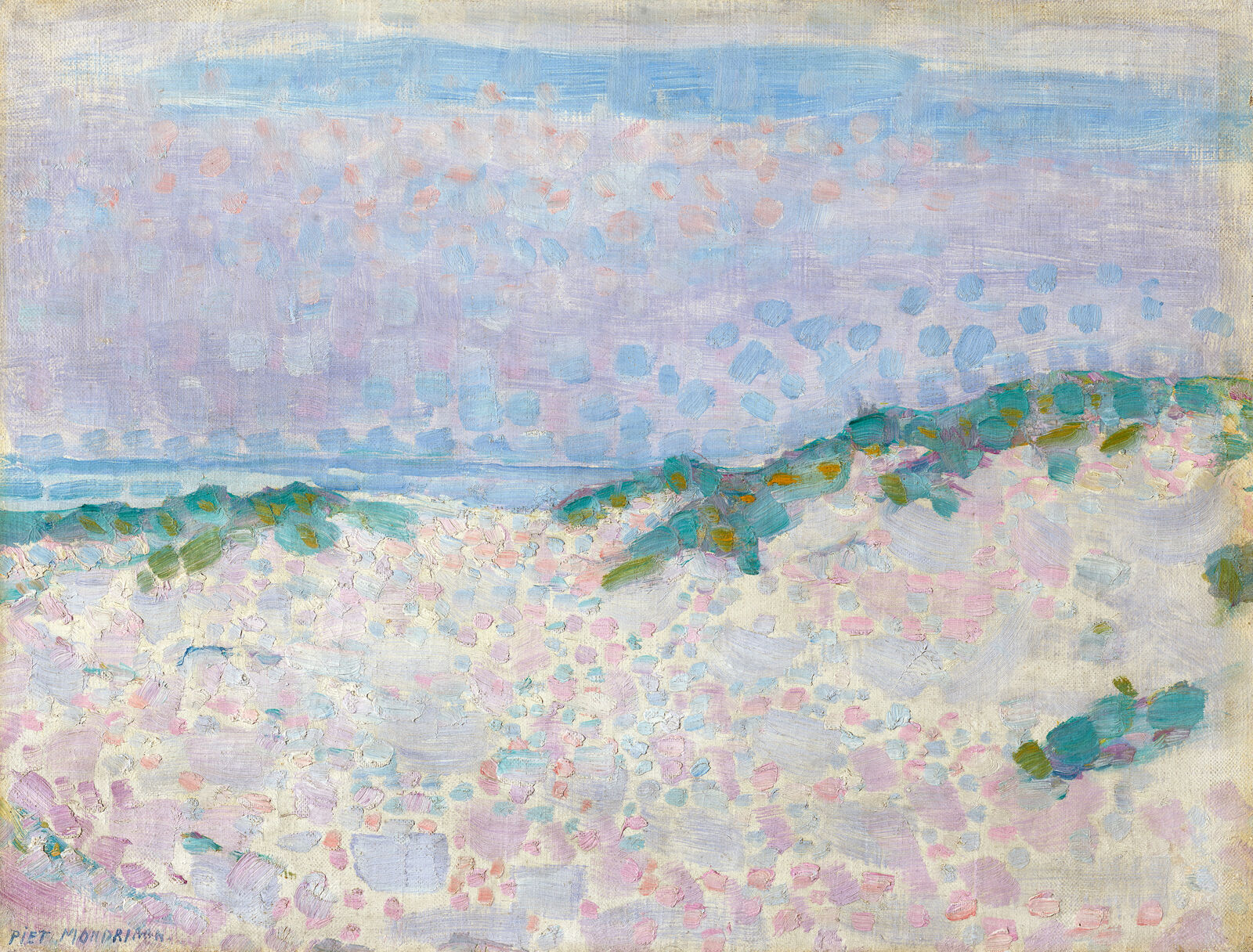 Piet Mondrian: Pointilistic Study with Dunes and Sea, 1909, Kunstmuseum Den Haag, Dauerleihgabe Privatsammlung 