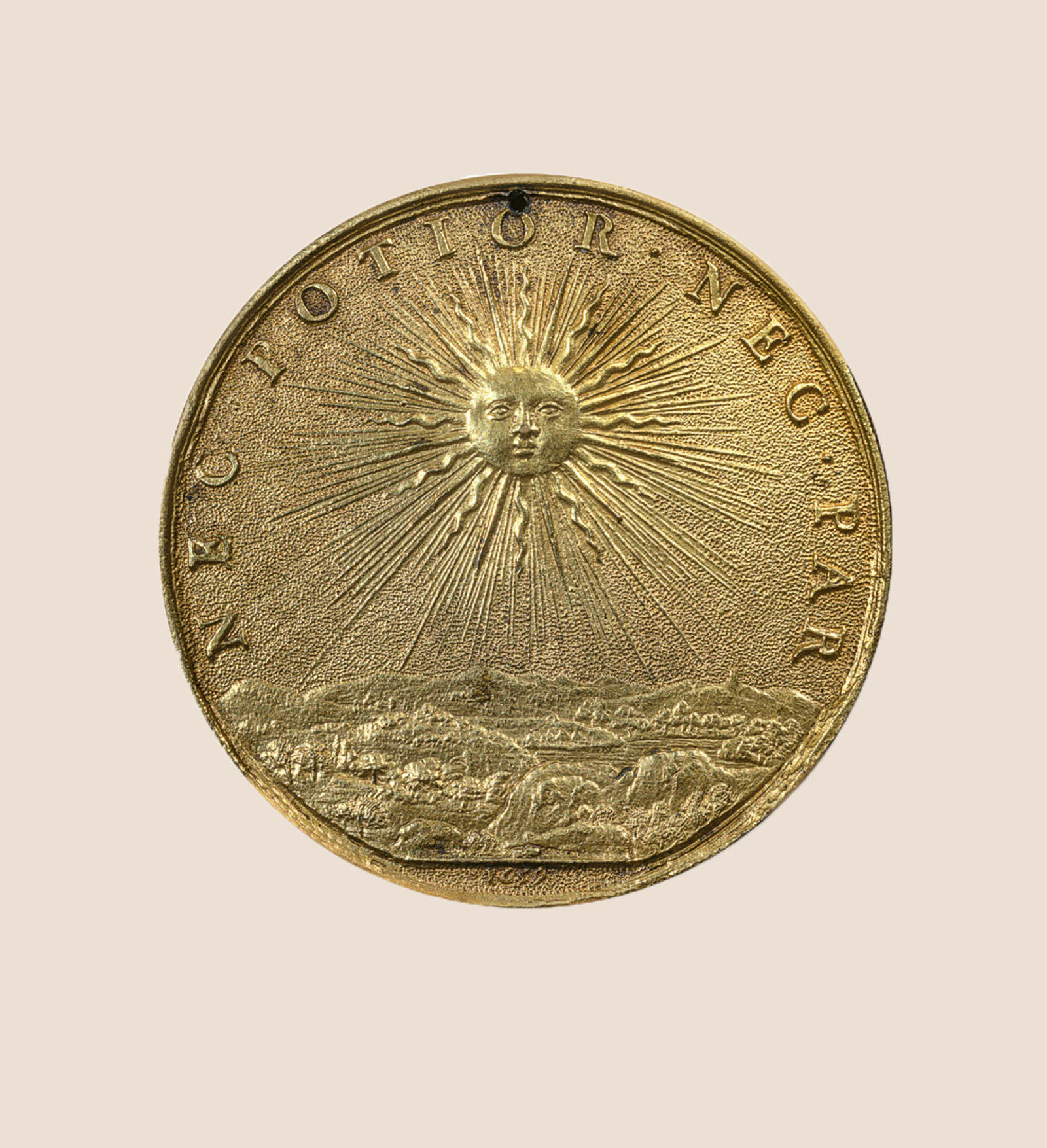 Of all European monarchs, none used the solar motif so extensively as Louis XIV of France, the Sun King. The sun rising above a landscape visualizes his all-encompassing claim to power.