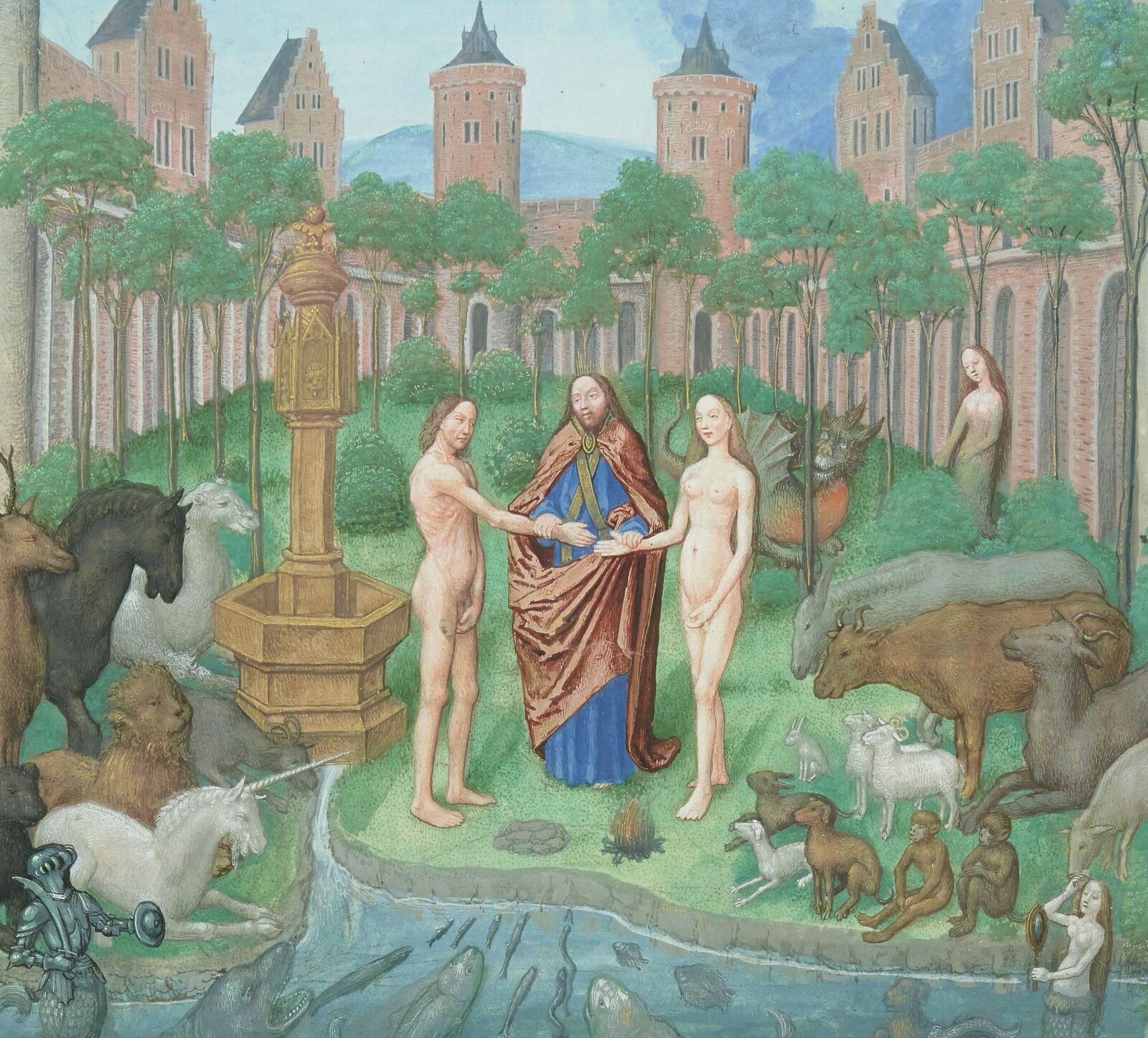 A medieval manuscript shows the unicorn as an animal created by God.