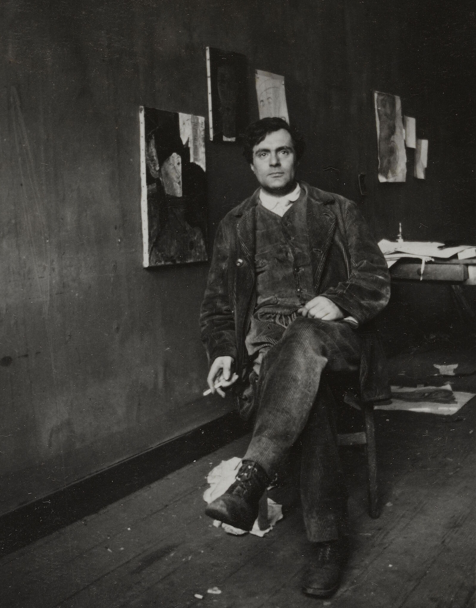 Dominique Couto: Modigliani in seinem Atelier, rue Ravignan (Ausschnitt) , 1915 