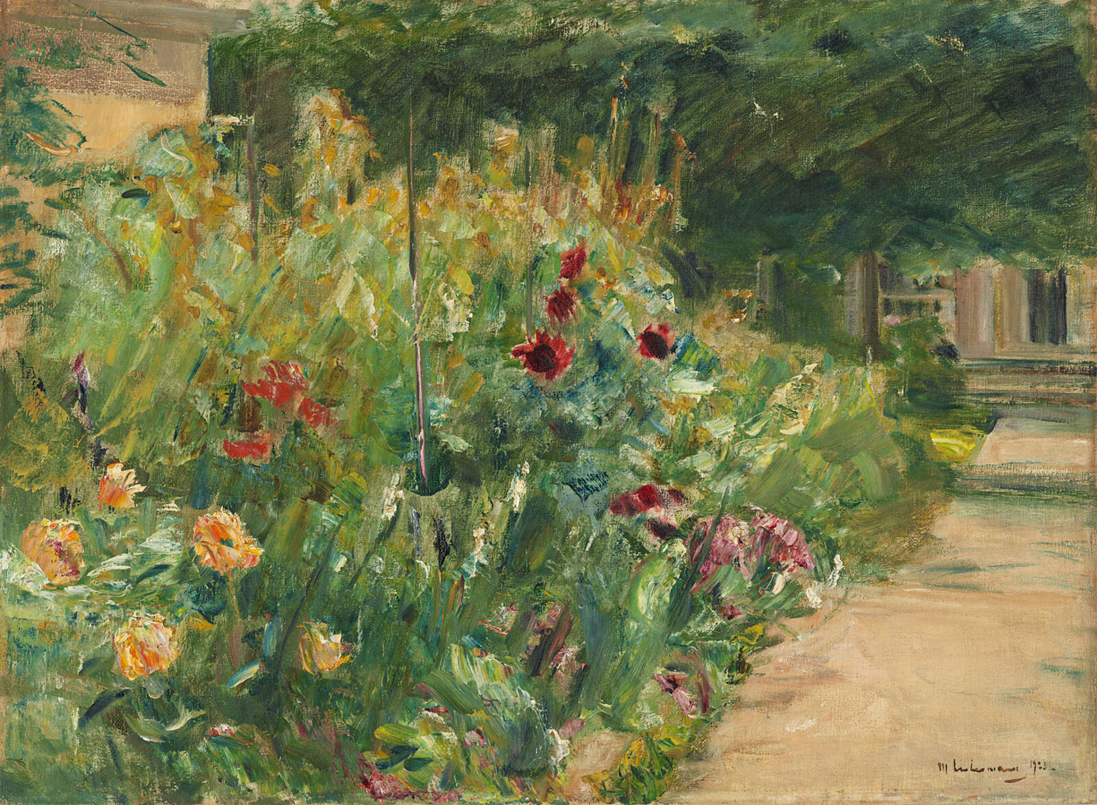  Max Liebermann:  Blumenstauden am Gärtnerhäuschen nach Osten,  1923, Privatsammlung 
