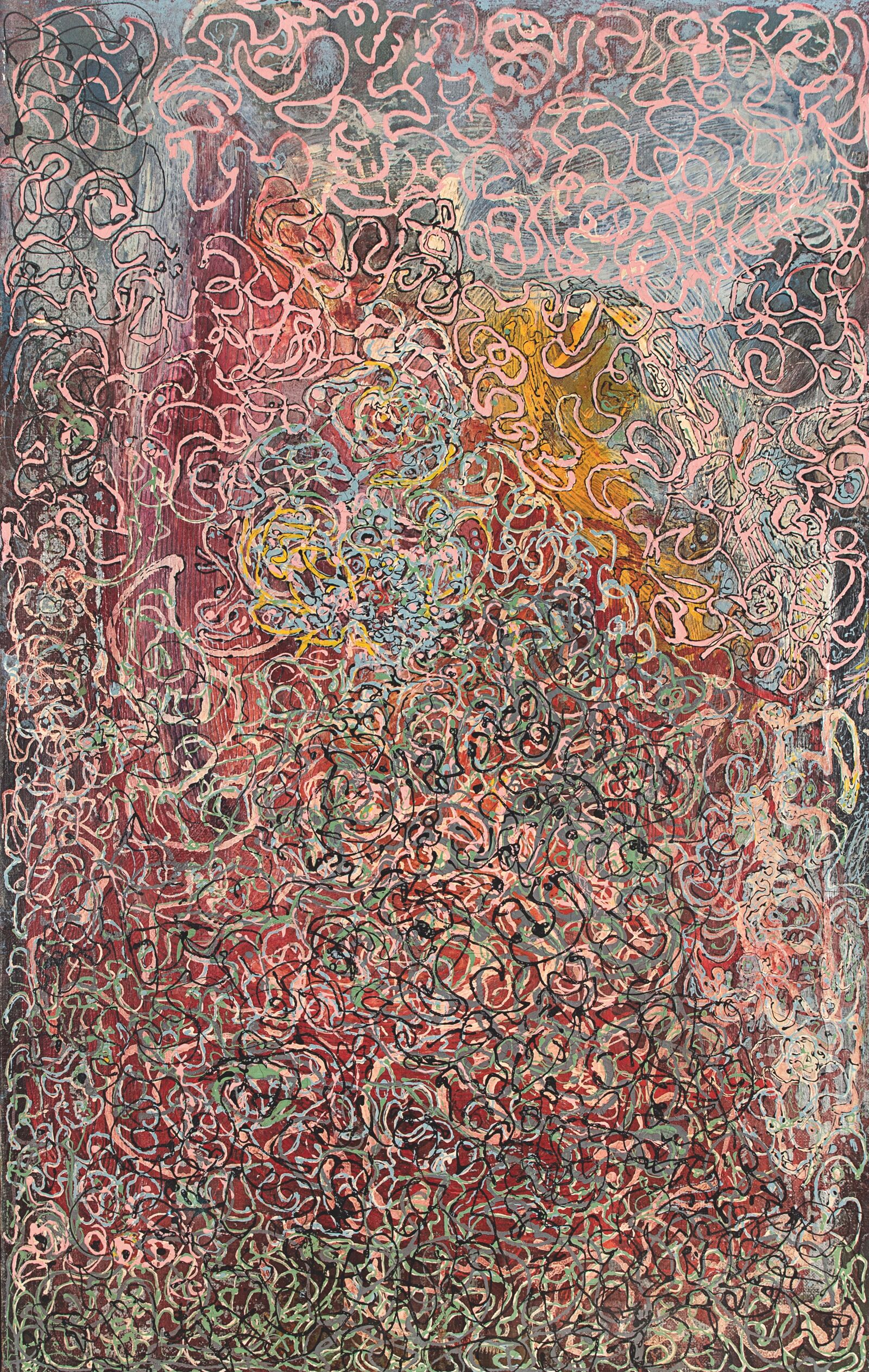 Die aus der Ukraine stammende Malerin Janet Sobel war eine der vielen Pionierinnen der amerikanischen Abstraktion, für die sich Peggy Guggenheim während der 1940er Jahre einsetzte. Mit hoher Wahrscheinlichkeit haben ihre Werke auch auf die Entwicklung von Jackson Pollocks Drip-Paintings Einfluss ausgeübt.