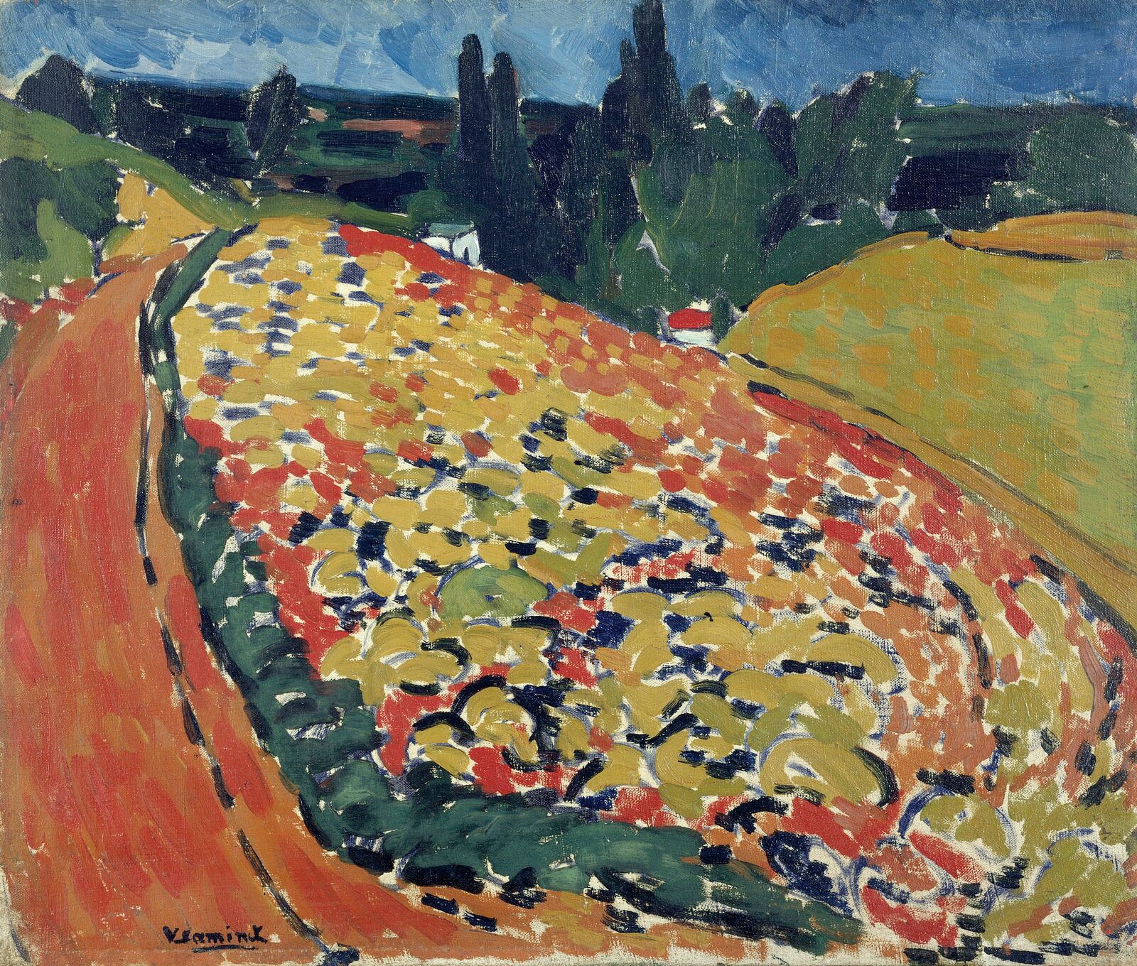 Maurice de Vlaminck:  Die Hügel bei Rueil,  1906, Centre Pompidou, Paris. Musée national d'art moderne / Centre de création industrielle