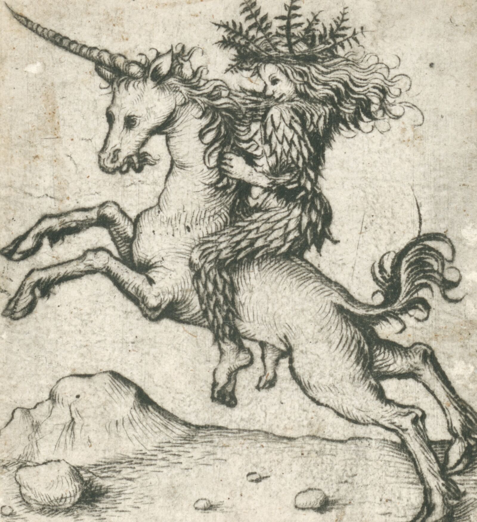 Barefoot astride a unicorn: the hairy Wild People of the late Middle Ages represented unfettered nature.