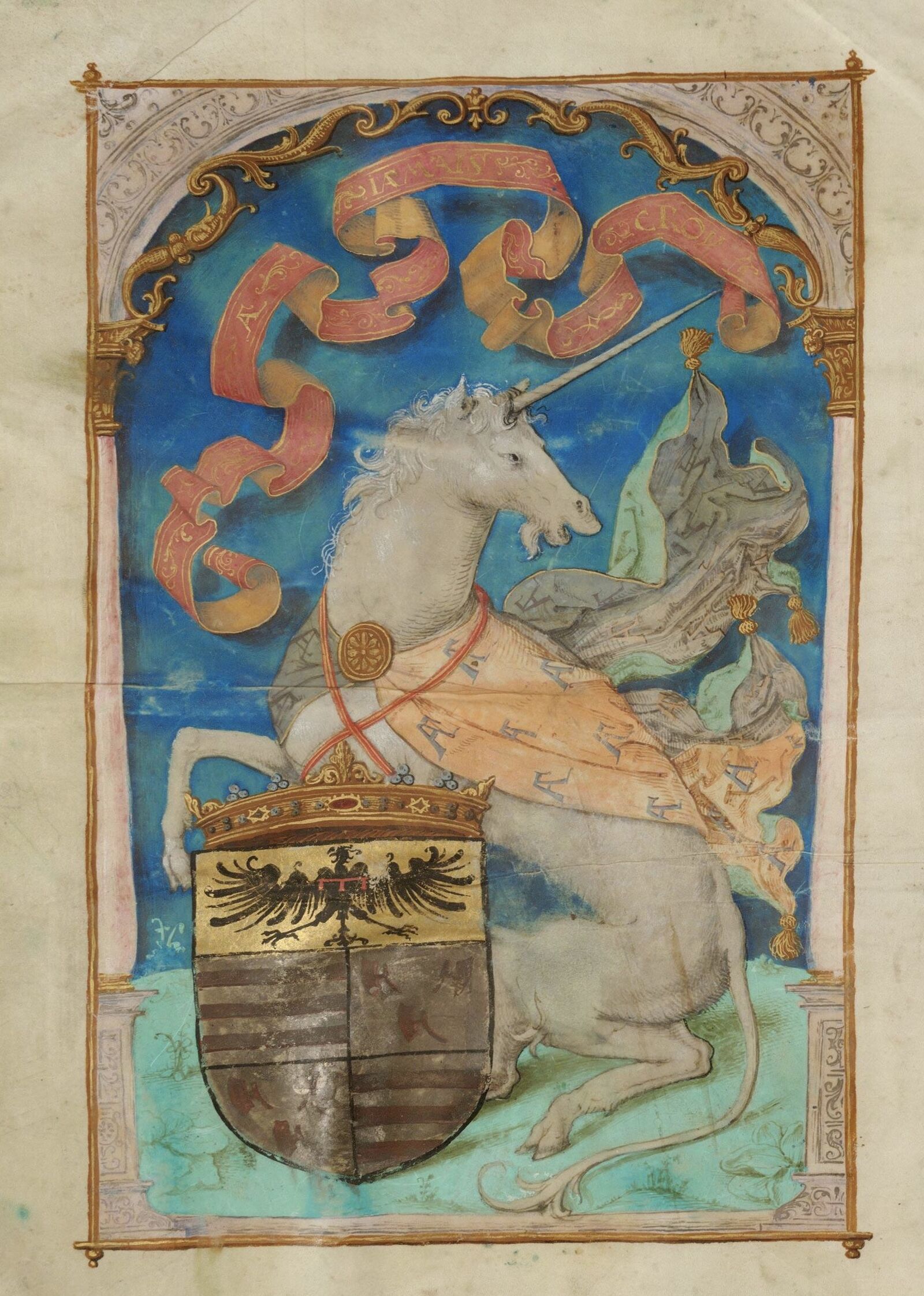 A heraldic supporter: the unicorn often embodies positive qualities.