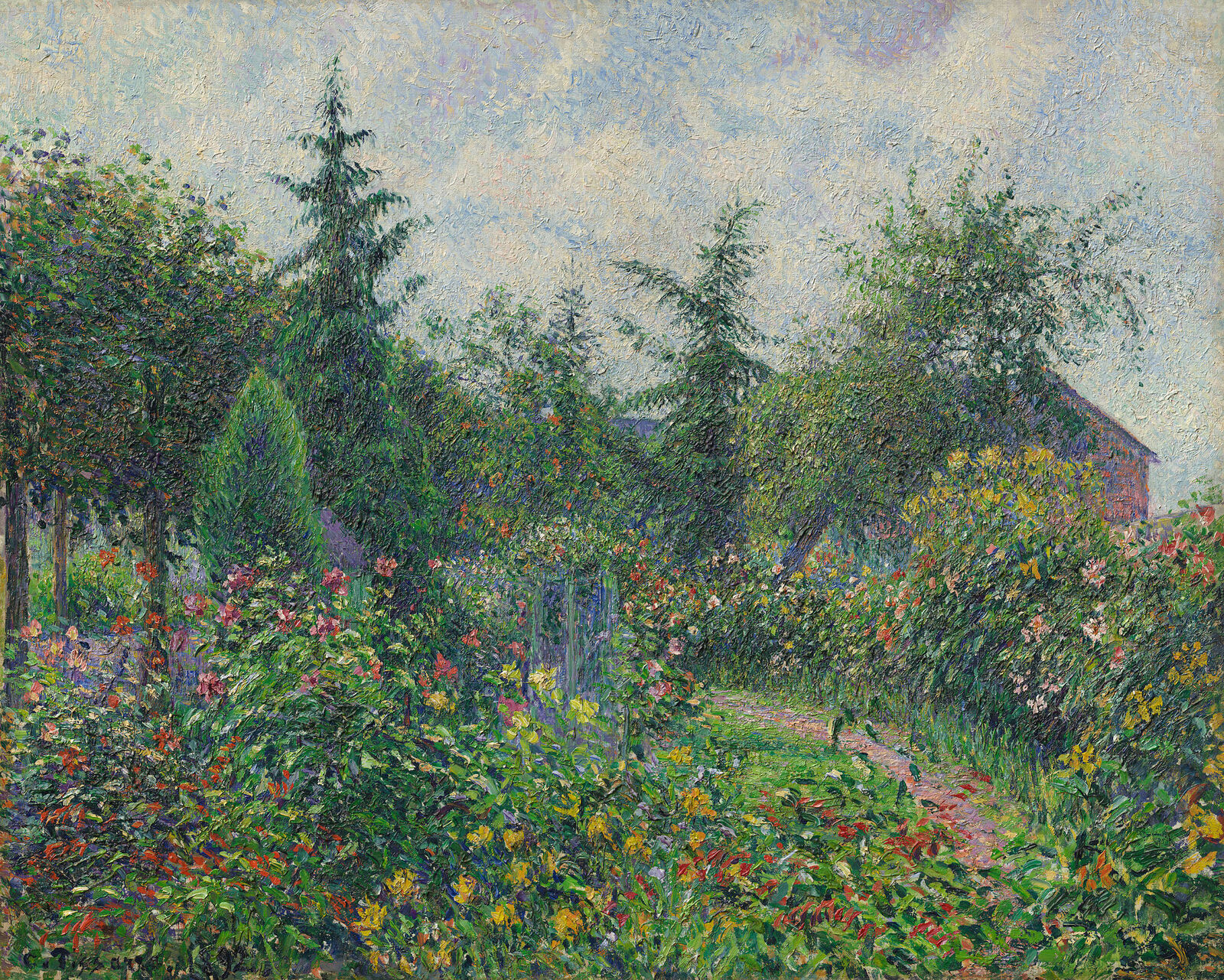 Camille Pissarro: Garten und Hühnerstall von Octave Mirbeau, Les Damps, 1892, Öl auf Leinwand, 73,3 x 92 cm, Sammlung Hasso Plattner