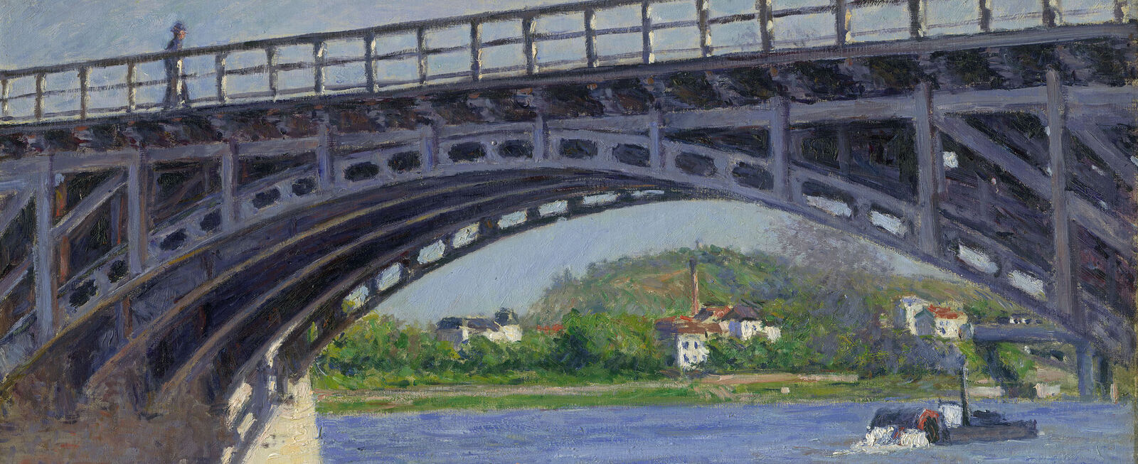 Die gusseiserne Brückenkonstruktion war 1872 neu errichtet worden. Caillebotte betont sie hier durch einen nahsichtigen Ausschnitt.