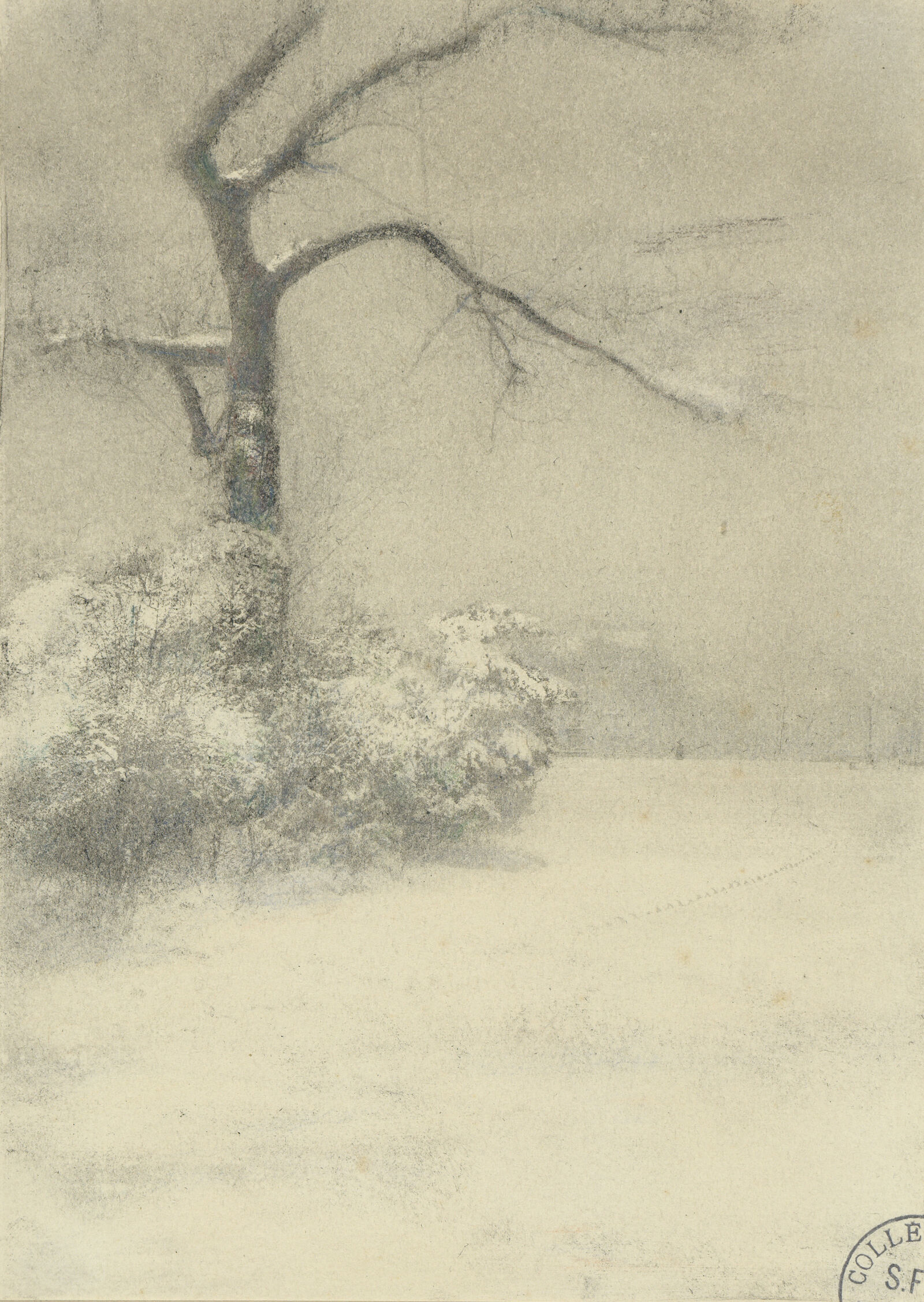  Robert Demachy gelang 1910&nbsp;im verschneiten Jardin des Tuileries durch die spannungsvolle Komposition eine ausdrucksstarke Aufnahme.&nbsp; 
