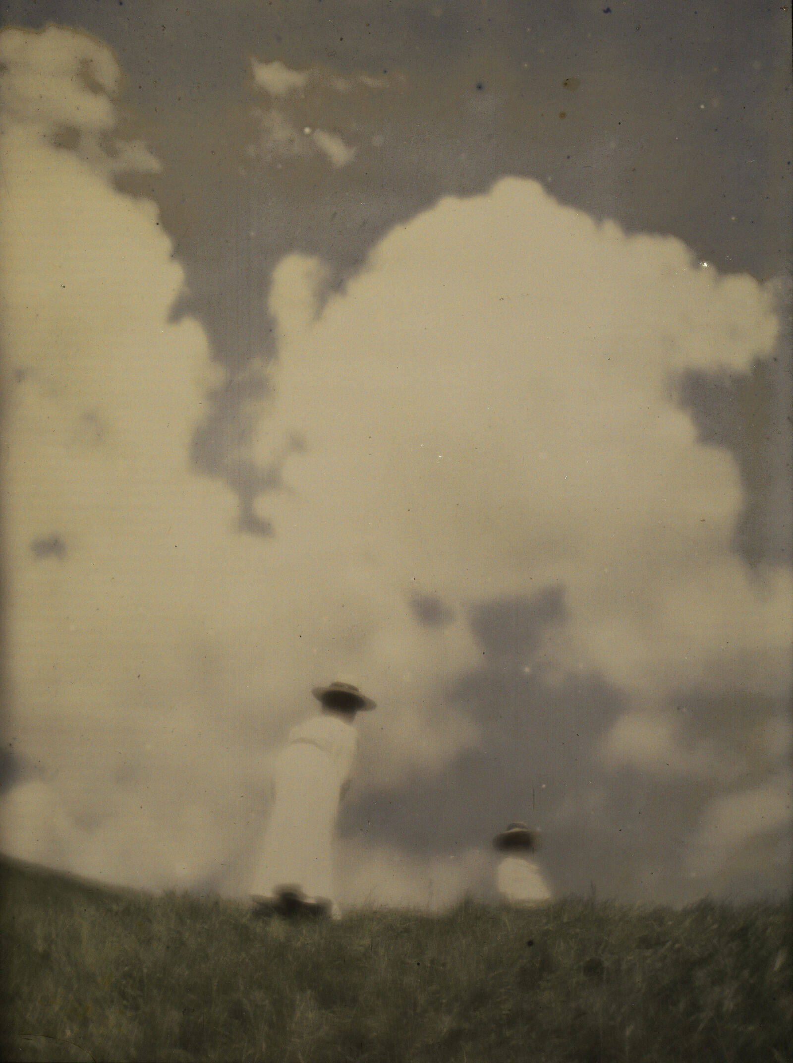  Flüchtige Wolken,&nbsp;saftiges Wiesengrün: ein klassisches Impressionistenmotiv übersetzte Heinrich Kühn ins neue Medium des farbigen Autochroms. 

