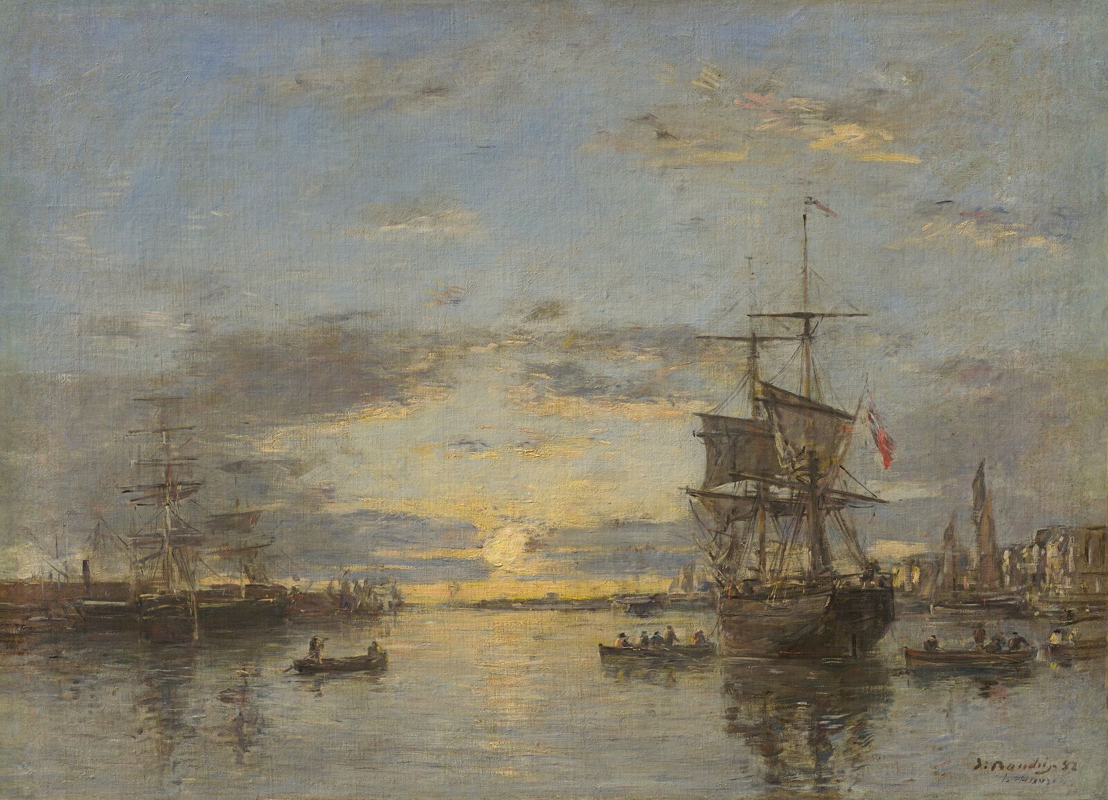 Eugène Boudin: Le Havre. Der Außenhafen bei Sonnenuntergang, 1882