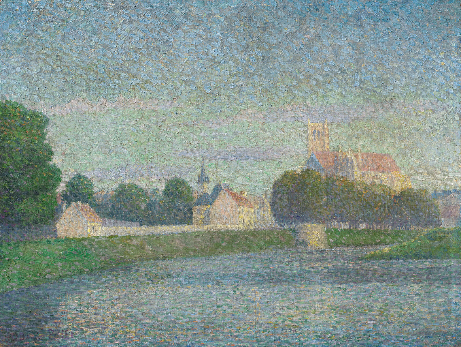 Albert Dubois-Pillet:  Morning on the Marne at Meaux,  1886