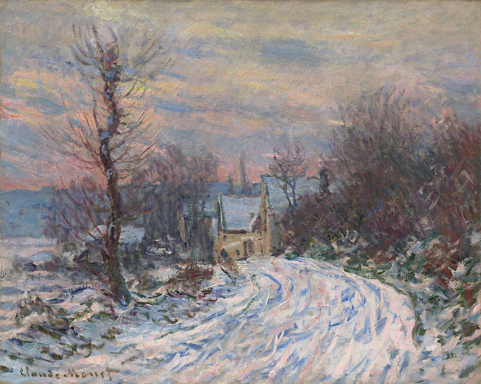 Claude Monet:  Coming into Giverny in Winter,  1885