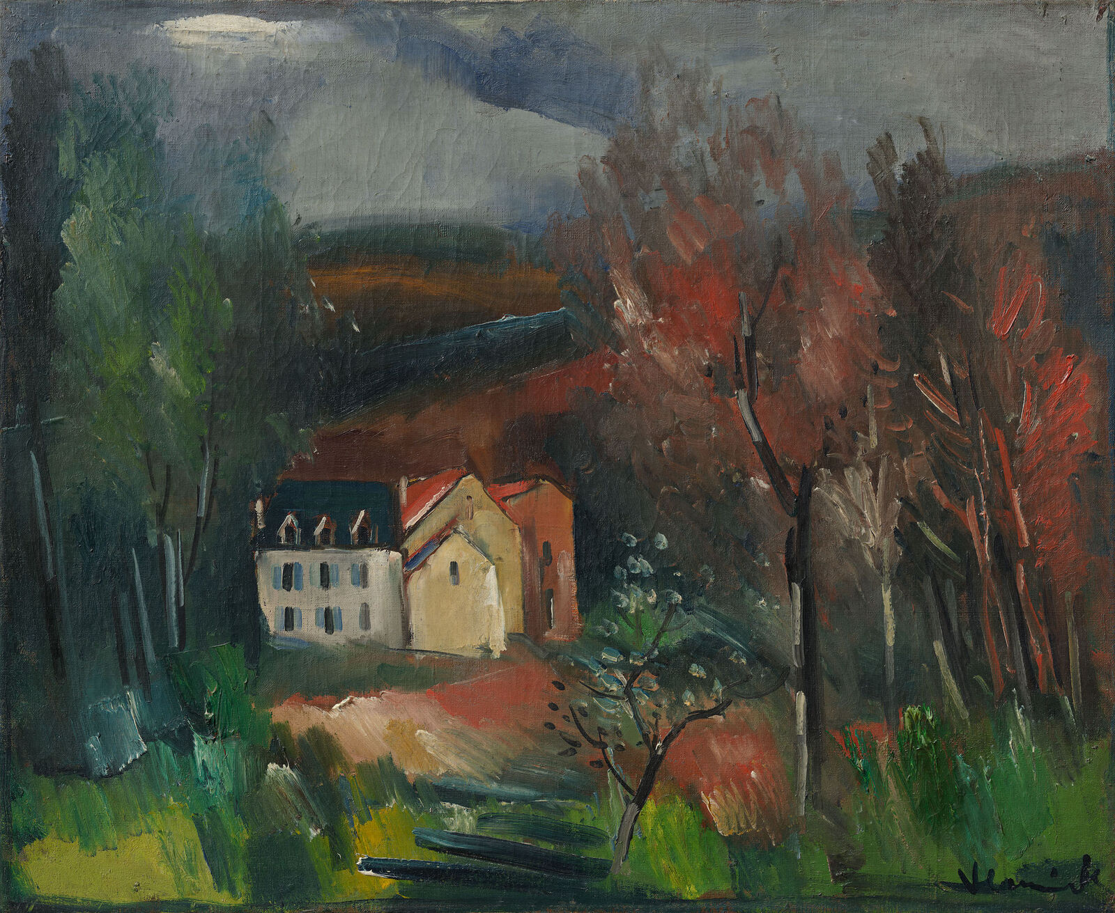 Maurice de Vlaminck:  Landscape with Red Roofs,  o. J.