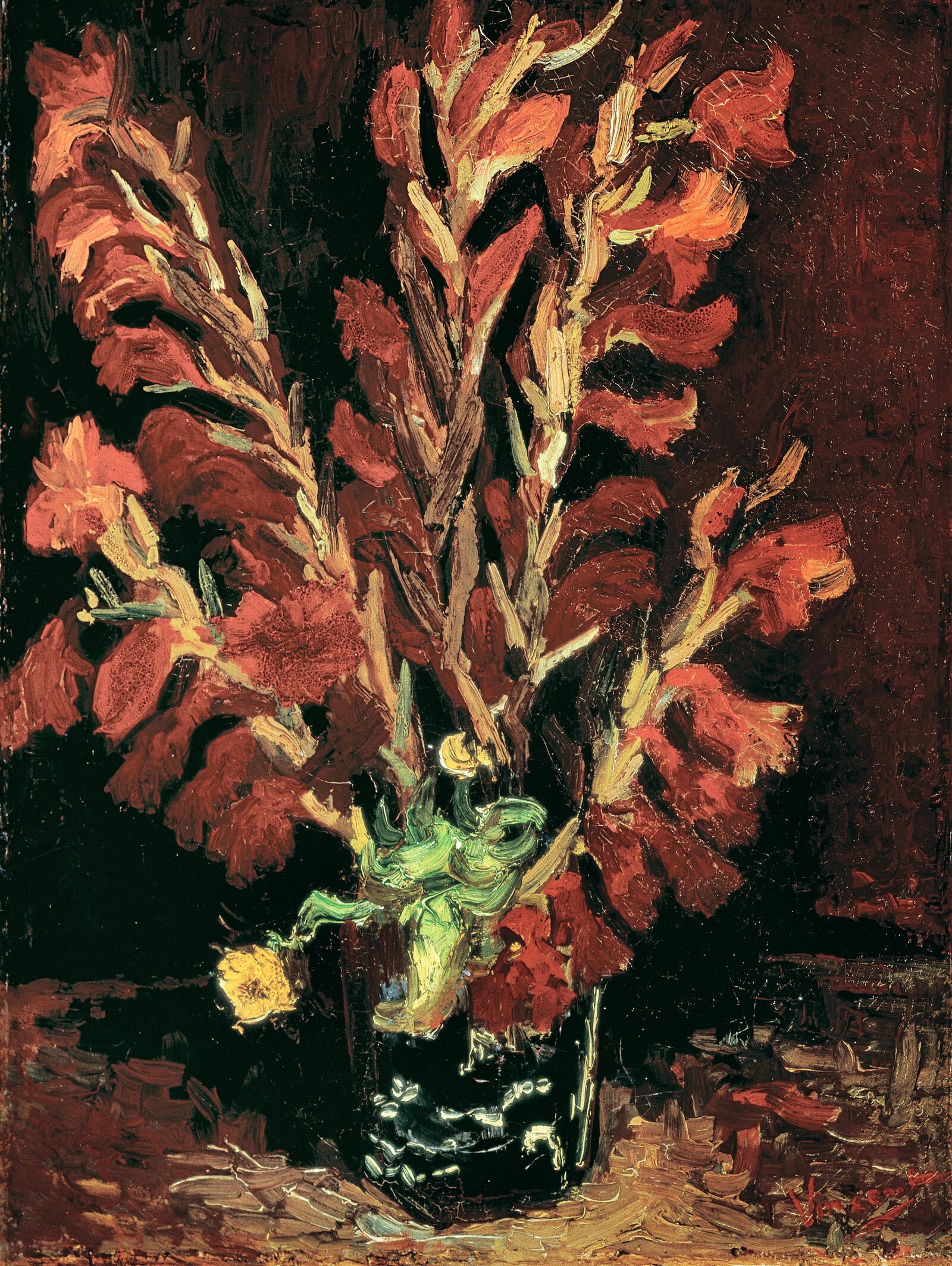   Vase mit roten Gladiolen,  1886, Privatsammlung 
