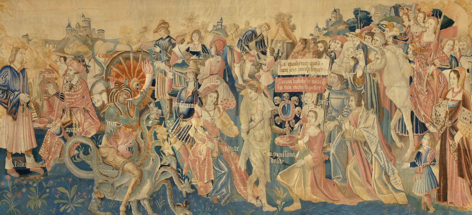 Vices on the left, virtues on the right: the monumental tapestry visualizes complex ideas.