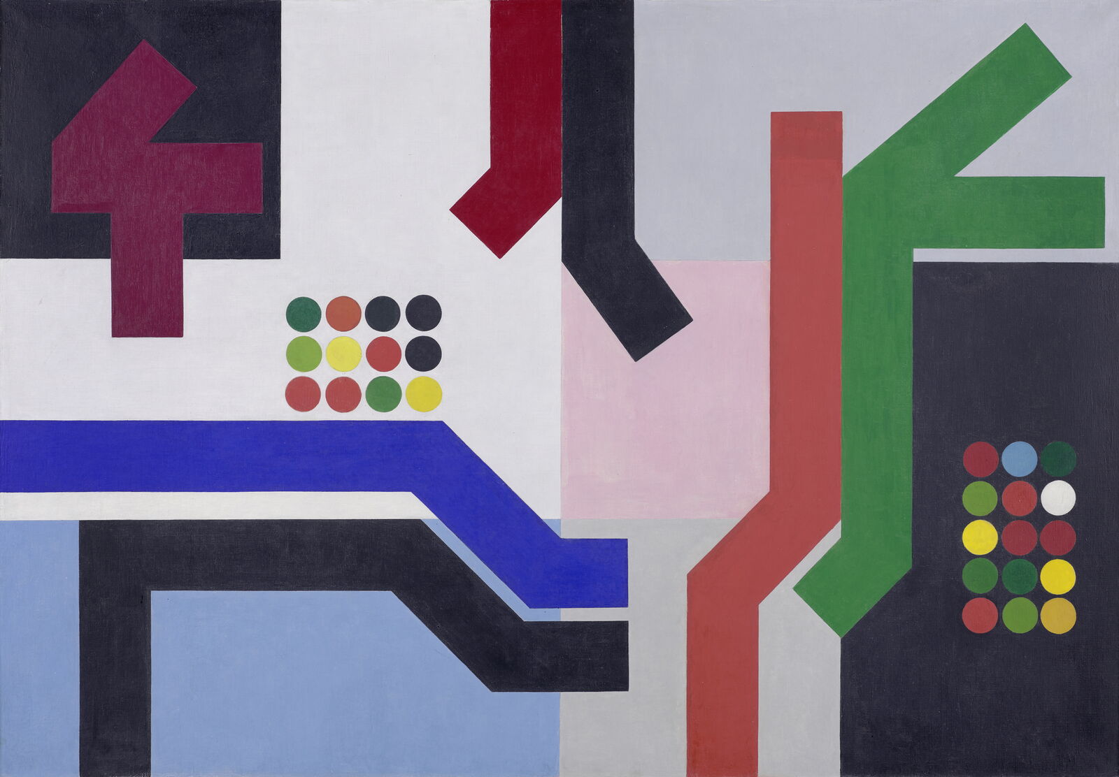 Sophie Taeuber-Arp: Twelve Spaces with Planes, Angular Bands, and Laid with Circles , 1939