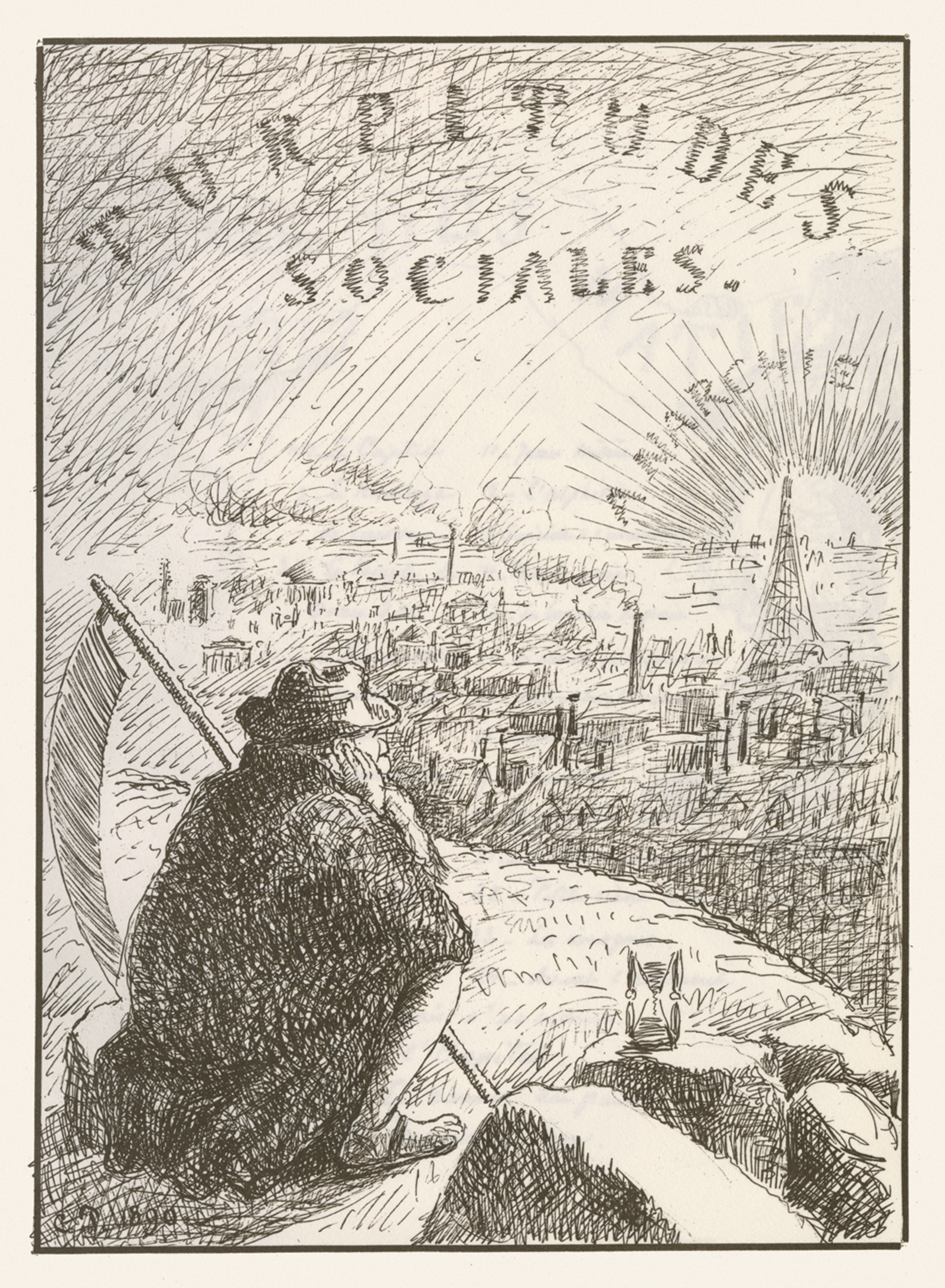  The word “Anarchy” shines hopefully above the Eiffel Tower on the title page of  Turpitudes sociales  (Social Disgraces). 
