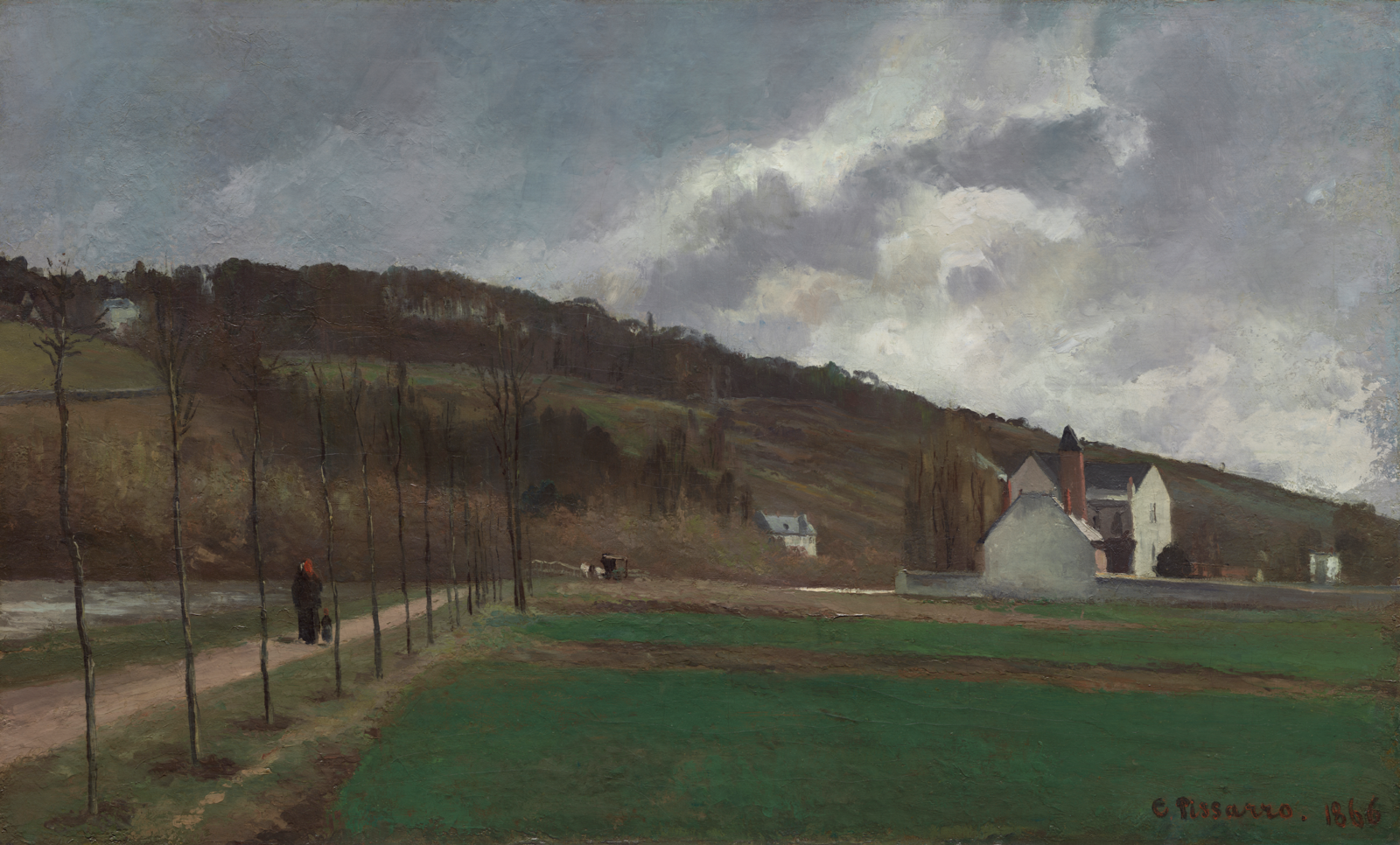  This bleak and melancholic painting established Pissarro’s reputation as a modern landscape painter. 
