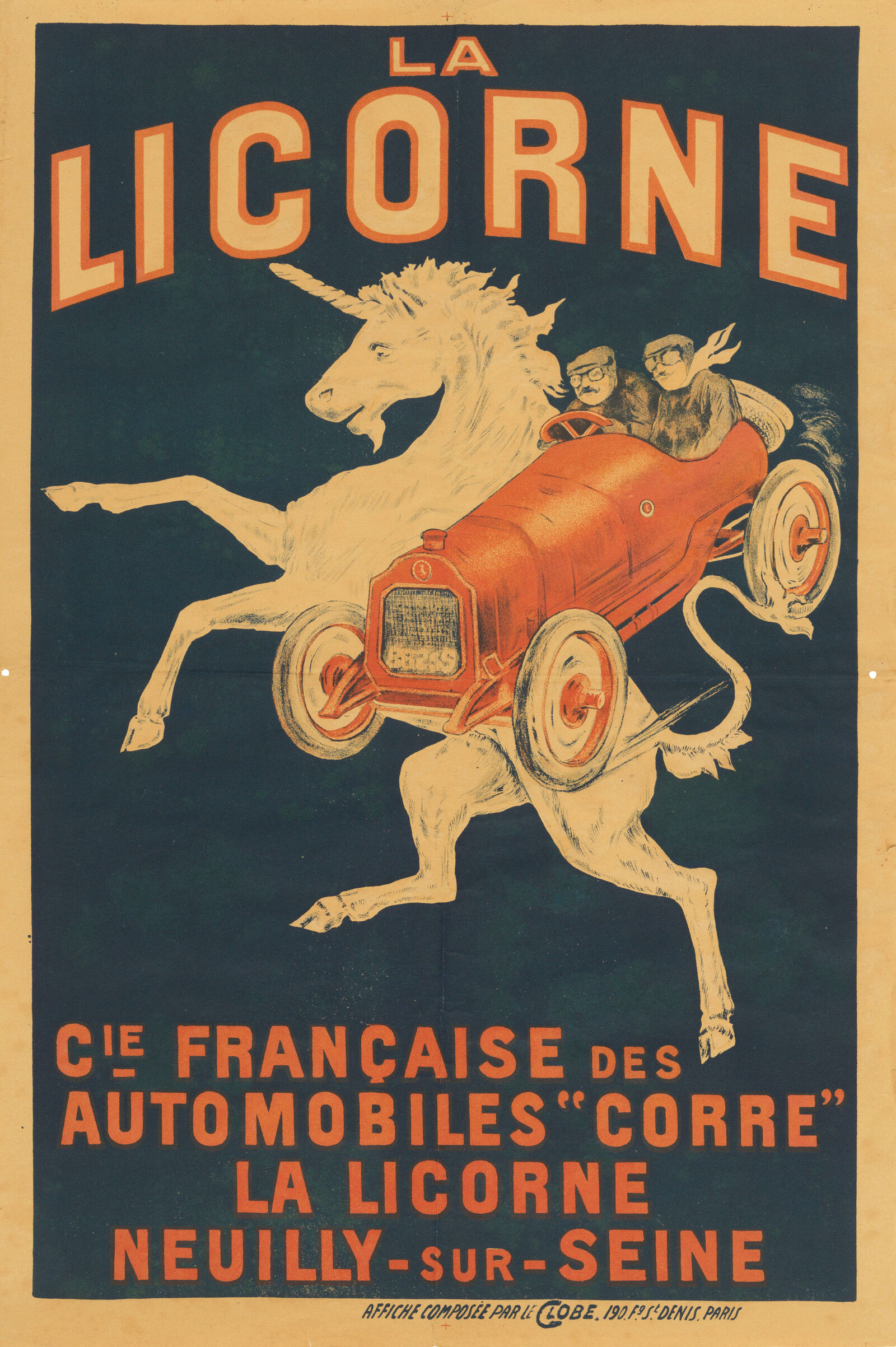 Legendary speed: the unicorn as automobile advertising.