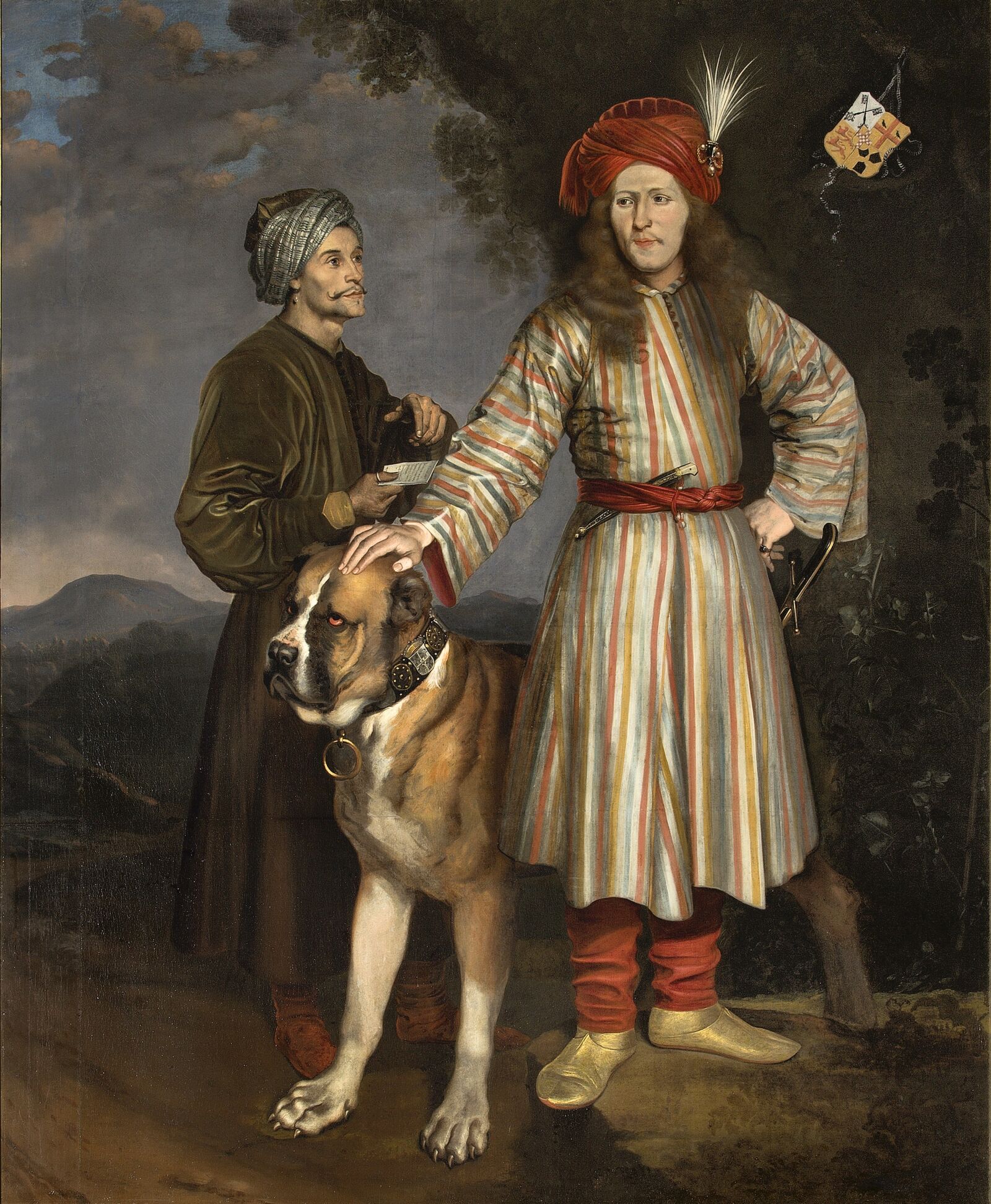 Dirck van Loonen:  Assueer Jacob Schimmelpenninck van der Oye (1631–1673) with Servant and Dog,  1660, Stichting Duivenvoorde, Voorschoten